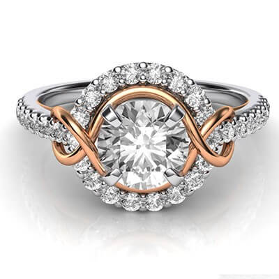 Contemporary Halo head diamonds engagement ring