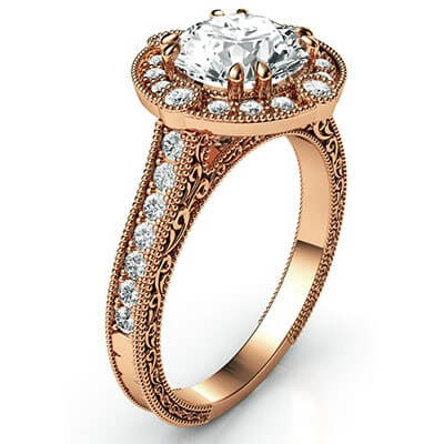 Vintage Round Princess &  Cushion Halo diamond engagement ring