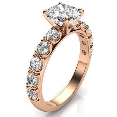 3/4 carat 4 prongs side diamonds engagement ring