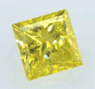 Picture of 0.81 Carats, Princess Diamond with Ideal Cut, Fancy vivid yellow, certified by EGS/EGL