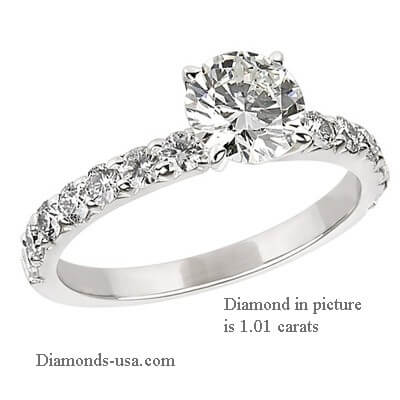 Compre solo el anillo de compromiso: lado del anillo de compromiso con diamantes redondos