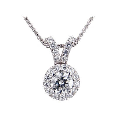 Halo diamonds Pendant 3/4 carat sides.