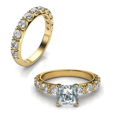 1.45 carat side stones bridal rings set