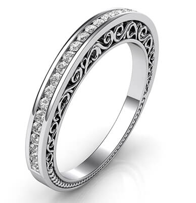 Designers matching wedding band with 0.20Cts diamonds