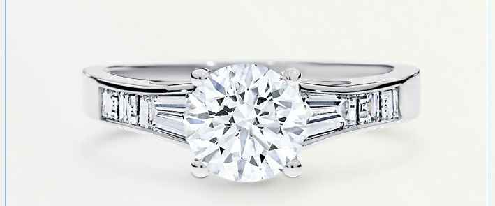 Australian diamond company engagement ring with side baguette diamonds