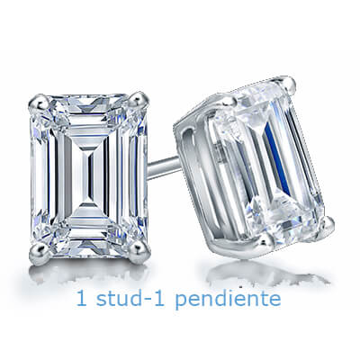 Men Emerald cut diamond stud