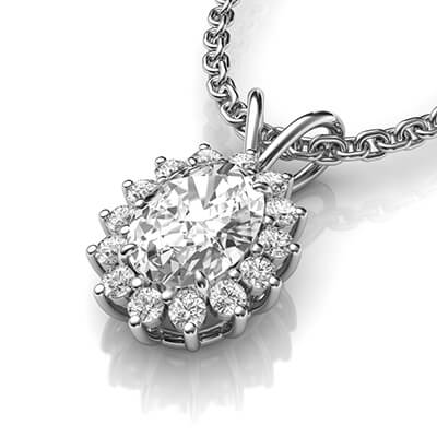 Cluster pendant for Oval diamonds 