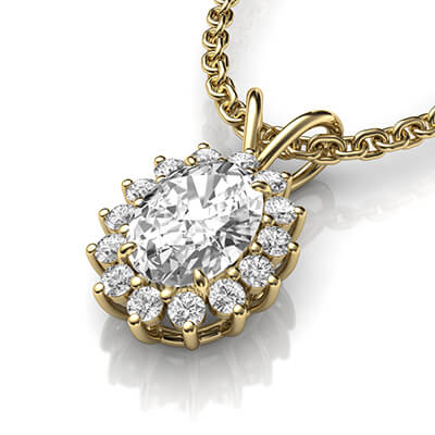 Cluster pendant for Oval diamonds 