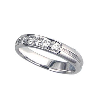 Anillo de bodas acanalado, 3,7 mm, diamantes de 0,26 quilates