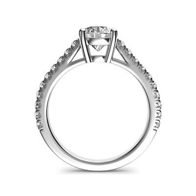 The new Classic style, cathedral basket engagement ring with side diamonds