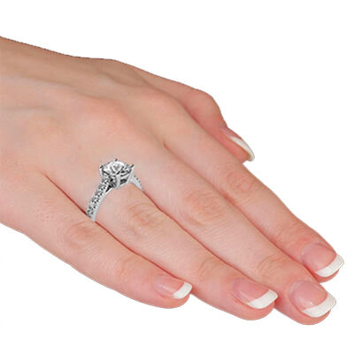 The new Classic style, cathedral basket engagement ring with side diamonds
