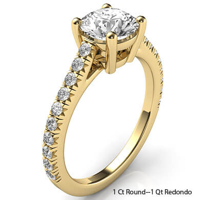 The new Classic style, cathedral basket engagement ring with side diamonds