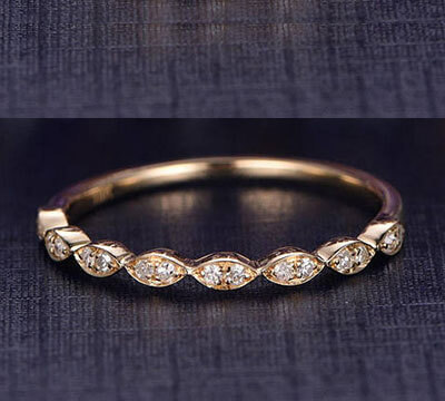 Scalloped diamonds wedding band