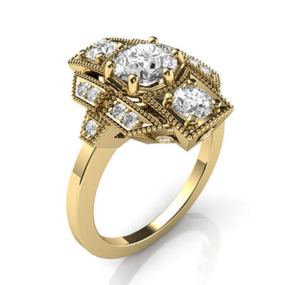 Art Deco engagement ring 0.42 carat side diamonds