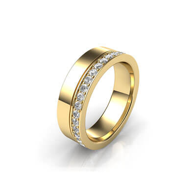 Comfort fit wedding band with 0.57 carat diamonds