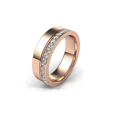 Comfort fit wedding band with 0.57 carat diamonds