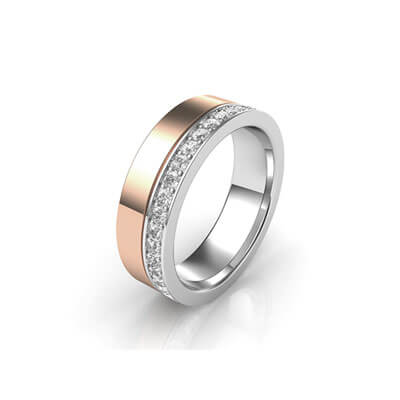 Comfort fit wedding band with 0.57 carat diamonds