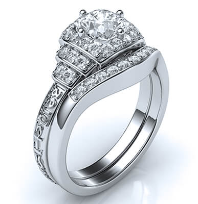 Vintage terraces bridal set set with 0.38 carat natural diamonds