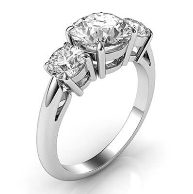 Three  diamonds ring, fixed sides 0.46 Cts TW