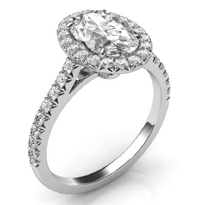 Delicate halo for Ovals, Marquises and Pears, 1.5 mm band, 1/3 carat side diamonds Micro-Paved set