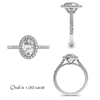 Delicate halo for Ovals, Marquises and Pears, 1.5 mm band, 1/3 carat side diamonds Micro-Paved set