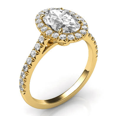 Delicate halo for Ovals, Marquises and Pears, 1.5 mm band, 1/3 carat side diamonds Micro-Paved set