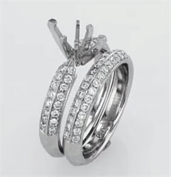 Foto Anillo nupcial conjunto con diamantes laterales conjunto Pave de