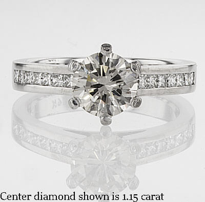 3mm channel set Martini prongs engagement ring