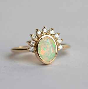 Oval shaped Opal in a ring