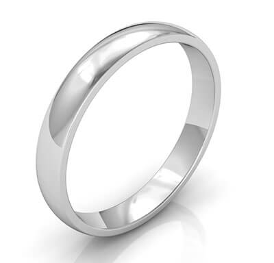 Plain wedding band 3mm, Low dome