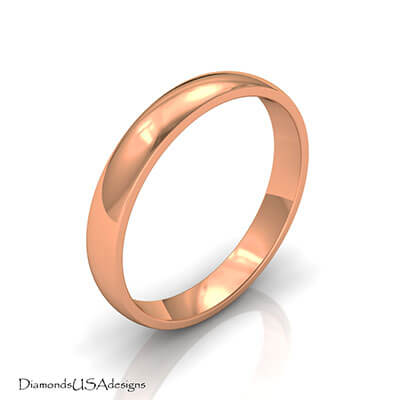 Plain wedding band 3mm, Low dome