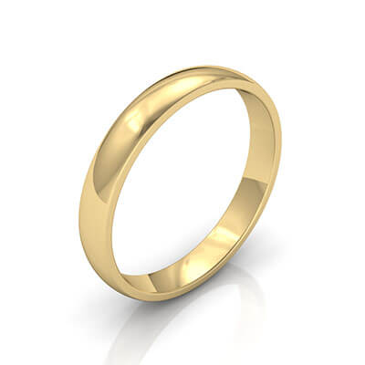 3mm low dome wedding band, comfort fit