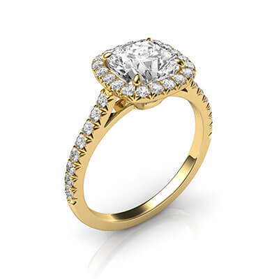 Delicate Cushion diamond halo for Cushion engagement ring