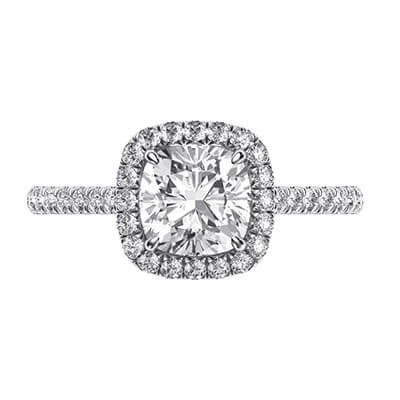 Delicate Cushion diamond halo for Cushion engagement ring