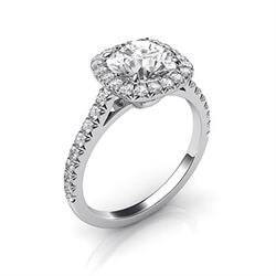 Foto Halo de diamante de cojín delicado para anillo de compromiso de rondas de