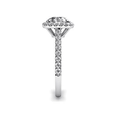 Delicate Cushion diamond halo for Rounds engagement ring