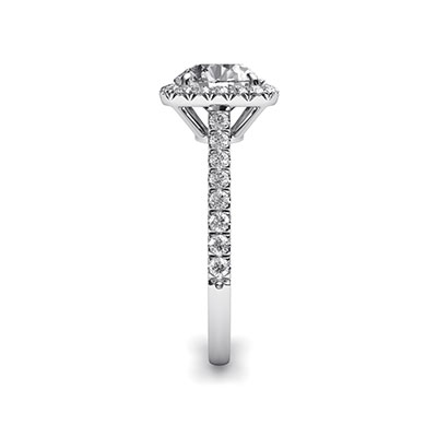Halo de diamante de cojín delicado para anillo de compromiso de rondas