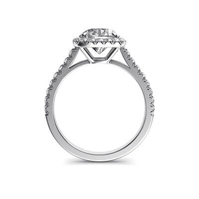 Delicate Cushion diamond halo for Rounds engagement ring