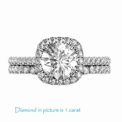 Delicate Cushion halo for Rounds bridal set