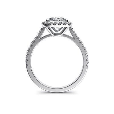 Delicate Cushion diamond halo for Princess engagement ring