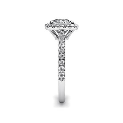 Delicate Cushion diamond halo for Princess engagement ring