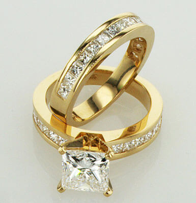 Bridal set, Princess accent diamonds 1.05 Cts