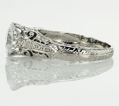 Vintage engagement ring replica hand engraved