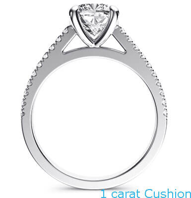 Delicate engagement ring for Cushions and Princess, with side diamonds