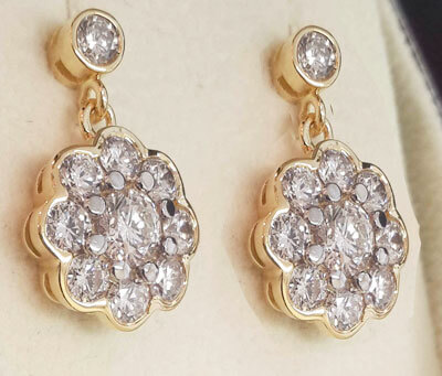 2.71 quilates de diamantes Pendientes de estilo vintage