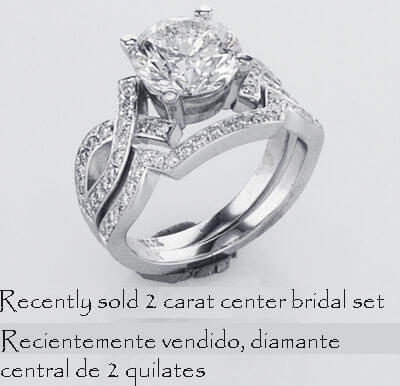 Anillo de compromiso Bowtie diamantes laterales 0.25CTW