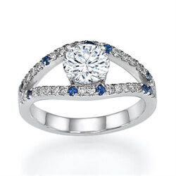 Foto Low Profile Diamonds & Royal Blue Sapphires Engagement ring settings de