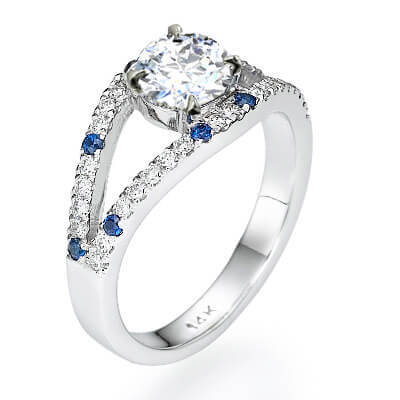 Low Profile Diamonds & Royal Blue Sapphires Engagement ring settings