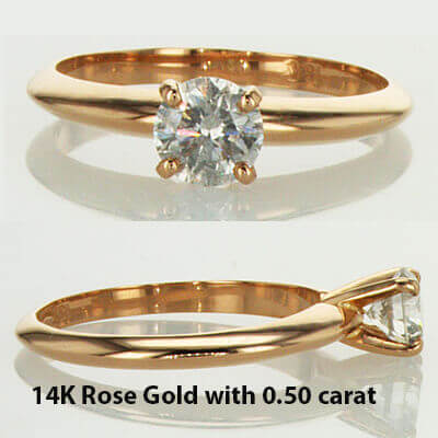  Rose Gold Classic style solitaire engagement ring