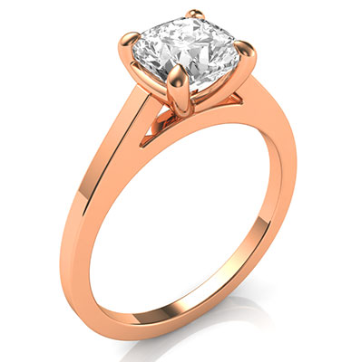 Rose Gold Delicate solitaire engagement ring for Cushions and Princess diamonds